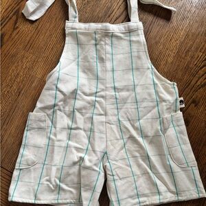 Artisan Cream and Teal Striped Overalls